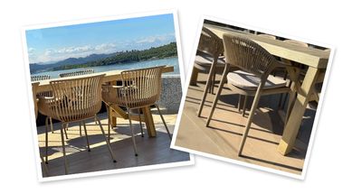 Beige tuinstoelen