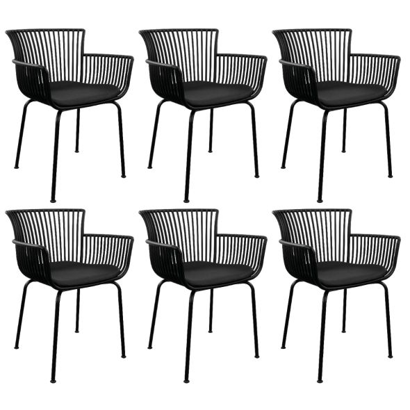 Set de 6 Chaise d’extérieur Kick Otis - Noir