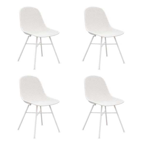 Ensemble de 4 Chaise d’extérieur Kick Sol - Blanc