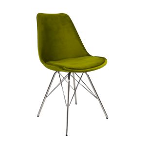 Kick Kuipstoel Velvet Groen - Chroom Frame - Vert