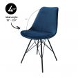 Chaise scandinave Kick Velvet - Bleu Foncé - Bleu foncé