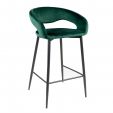 Tabouret de bar Kick Lenn - Velour - Vert foncé