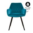 Chaise pour salle à manger Kick Velvet Karl - Bleu