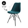 Chaise scandinave Kick Velvet - Bleu - Bleu