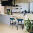 Tabouret de bar Kick Finn Haut - Velours Bleu