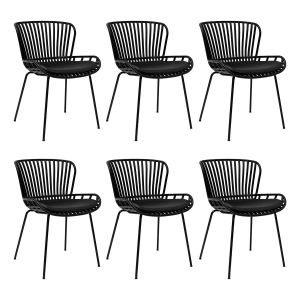 Set de 6 Chaise d’extérieur Kick Lot - Noir