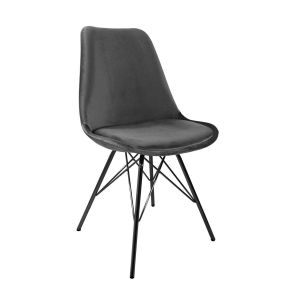 Chaise scandinave Kick Velvet - Gris foncé - Gris foncé