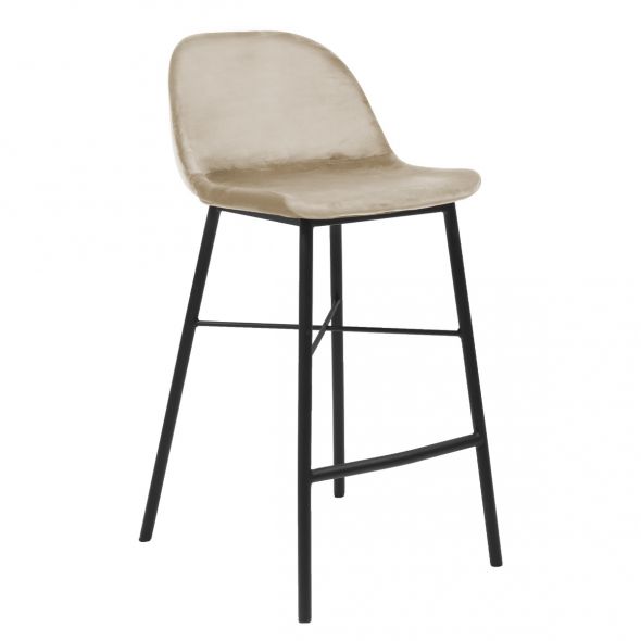 Tabouret de bar Kick JEFF - Velour - Champagne