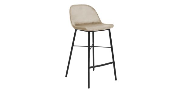 Tabouret de bar Kick JEFF - Velour - Champagne