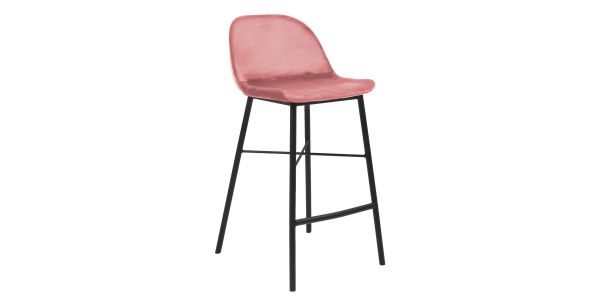 Tabouret de bar Kick JEFF - Velour - Rose