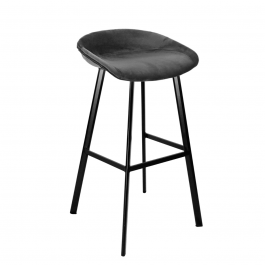 Tabouret de bar Kick Finn Bas - Velour - Gris foncé