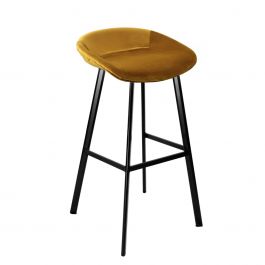 Tabouret de bar Kick Finn Haut - Velour - Or