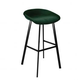 Tabouret de bar Kick Finn Haut - Velour - Vert foncé