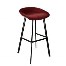 Tabouret de bar Kick Finn Haut - Velour - Rouge