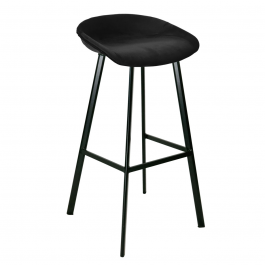 Tabouret de bar Kick Finn Haut - Velour - Noir