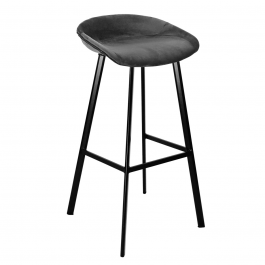 Tabouret de bar Kick Finn Haut - Velour - Gris foncé