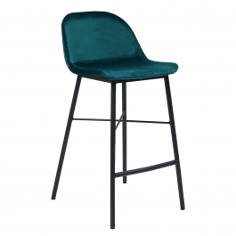 Tabouret de bar Kick JEFF - Velour - Bleu