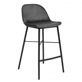 Tabouret de bar Kick JEFF - Velour - Gris foncé