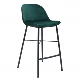 Tabouret de bar Kick JEFF - Velour - Vert foncé