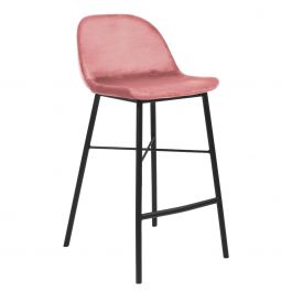 Tabouret de bar Kick JEFF - Velour - Rose