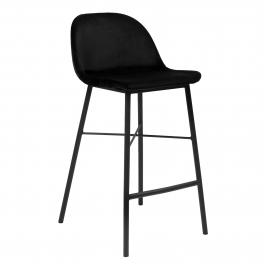 Tabouret de bar Kick JEFF - Velour - Noir