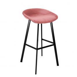 Tabouret de bar Kick Finn Haut - Velour - Rose