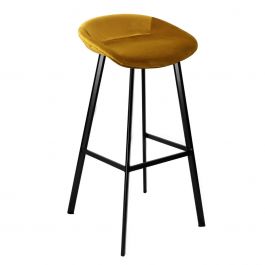 Tabouret de bar Kick Finn Haut - Velour - Or