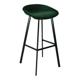 Tabouret de bar Kick Finn Haut - Velour - Vert foncé