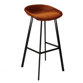 Tabouret de bar Kick Finn Haut - Velour - Orange