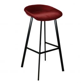 Tabouret de bar Kick Finn Haut - Velour - Rouge