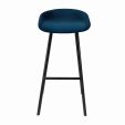 Tabouret de bar Kick Finn Haut - Velour - Bleu foncé