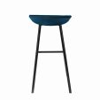 Tabouret de bar Kick Finn Haut - Velour - Bleu foncé