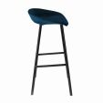 Tabouret de bar Kick Finn Haut - Velour - Bleu foncé