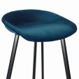 Tabouret de bar Kick Finn Haut - Velour - Bleu foncé