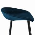 Tabouret de bar Kick Finn Haut - Velour - Bleu foncé