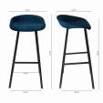 Tabouret de bar Kick Finn Haut - Velour - Bleu foncé