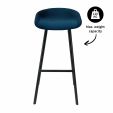 Tabouret de bar Kick Finn Haut - Velour - Bleu foncé