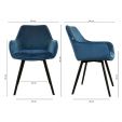 Chaise pour salle à manger Kick Velvet Karl - Bleu foncé