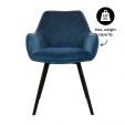 Chaise pour salle à manger Kick Velvet Karl - Bleu foncé