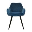 Chaise pour salle à manger Kick Velvet Karl - Bleu foncé