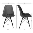 Chaise scandinave Kick Velvet - Gris foncé - Gris foncé
