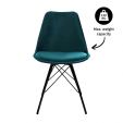 Chaise scandinave Kick Velvet - Bleu - Bleu