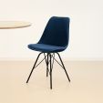 Chaise scandinave Kick Velvet - Bleu Foncé - Bleu foncé