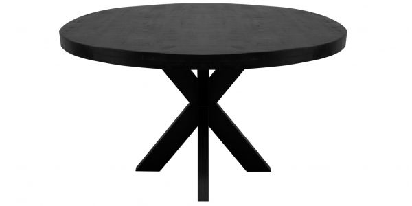 Table à manger Industrielle Kick Round Dax - Noir 120 cm
